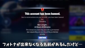 【フォートナイト】ガチでフォトナがプレイ出来なくなる名前があるんだけど…